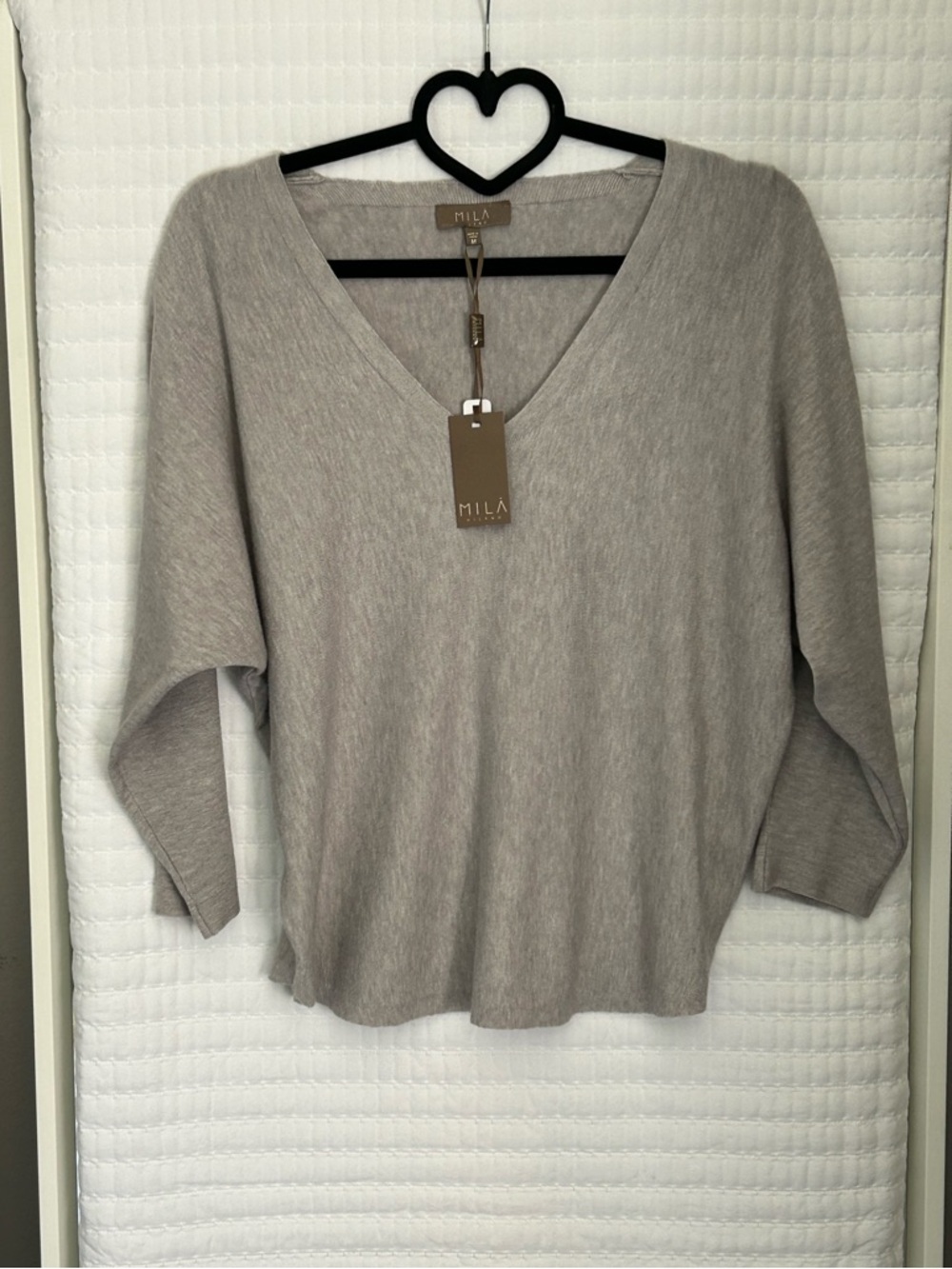 Mila V-Neck Lightweight Sweater in Light Taupe